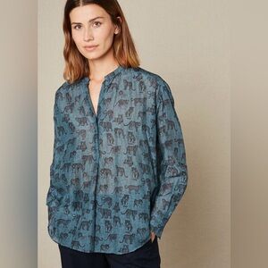 HARTFORD Cabane Print Long Sleeve Shirt Silk/Cotton Blend Size 4/Large